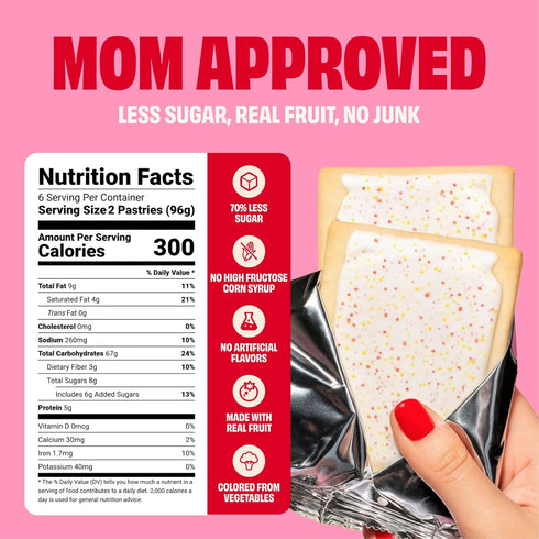 70% 36 Count Smart Tart Toaster Pastries - No Artificial Colors or Flavors, Less Sugar, Healthy Kids Snacks, Frosted