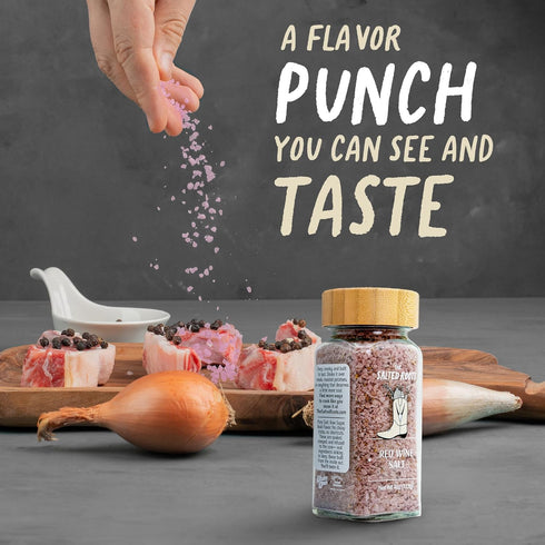 4oz The Salted Roots - Red Wine Salt - Bold & Smoky Seasoning - Infused with Red Wine, Peppercorn, Garlic & Lemon