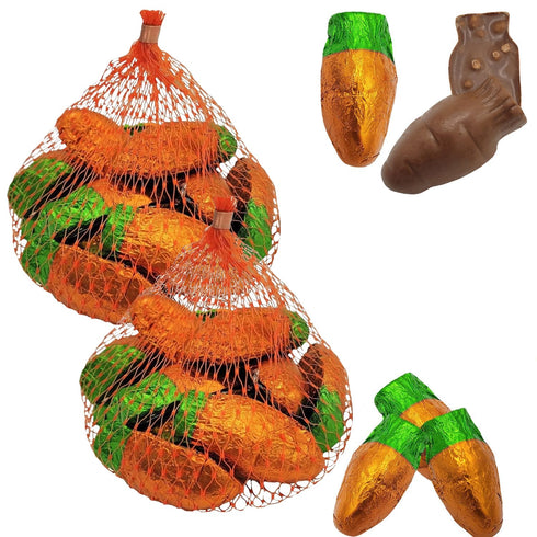 Fruidles Easter Milk Chocolate Carrots Mesh Bags, 2-Pack Double Crisp Parsnip Pete's