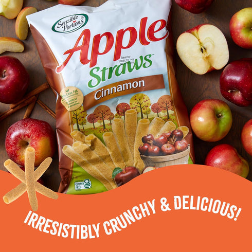 1 Oz (Pack 24) Sensible Portions Garden Veggie Snacks - Veggie Straws, Snack Size, Apple Cinnamon