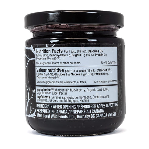 11.5 oz 326 250 ml Wild Huckleberry Jam | / g / | Locally Harvested | West Coast Wild Foods