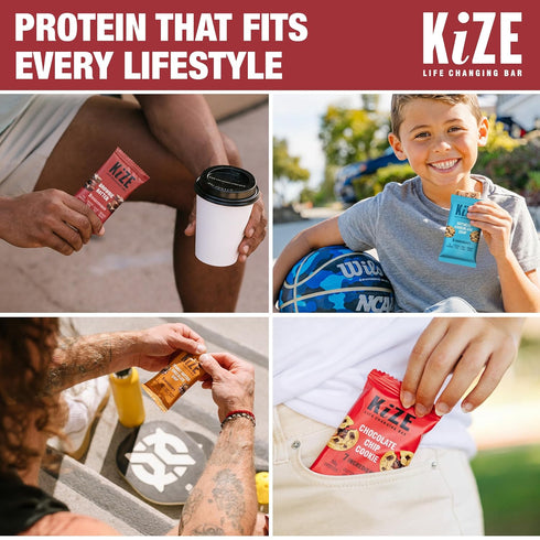 Pack 7-10g (10 Count) KiZE Energy Bars - Best Sellers Variety - Gluten Free, Dairy Free Options, Non-GMO, and High