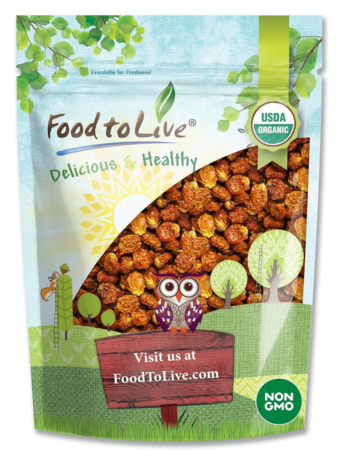 Food to Live Organic Golden Berries, 8 Ounces, Non-GMO, Whole Dried Berries, Kosher, Vegan, Bulk