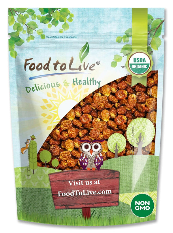 Food to Live Organic Golden Berries, 8 Ounces, Non-GMO, Whole Dried Berries, Kosher, Vegan, Bulk