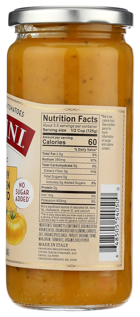 16.5 Oz Lucini Organic Savory Golden Tomato Pasta Sauce