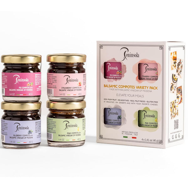 PENINSOLA Balsamic Compote Pack of 4 - Fruit Spread with Balsamic Vinegar