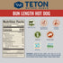 Teton Waters Ranch 100% 8oz Bun Length Uncured Beef Hot Dogs, Grass-Fed Beef, Fully Cooked, No Antibiotics or Hormones