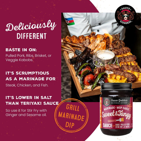14.6oz (2-Pack) Sauce Goddess - Sweet & Tangy Marinade and Mop Sauce - BBQ Sauce for Pulled Pork, No MSG, Tangy Apple
