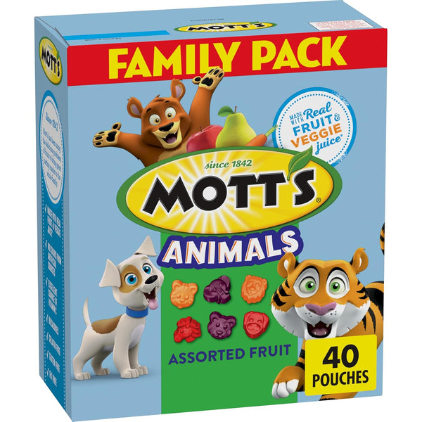 Mott's Fruit Flavored Snacks, Animals Assorted Fruit, Gluten Free Snack, Family Pack,
