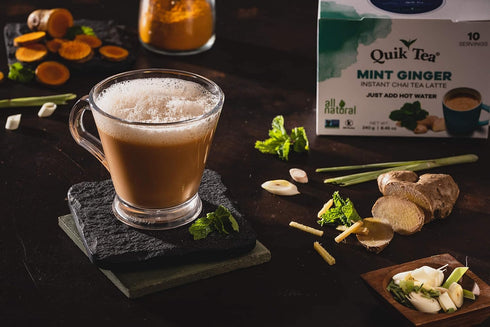 QuikTea Lemongrass Chai Tea Latte - 10 Count Instant Herbal Blend, Caffeine-Light, Just Add Hot Water