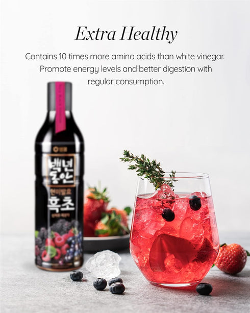 (30.4 oz 900mL) SEMPIO Black Rice Vinegar Drink Rubus & Wild Grape Fermented Brown Rice, Vegan, Naturally Concentrated