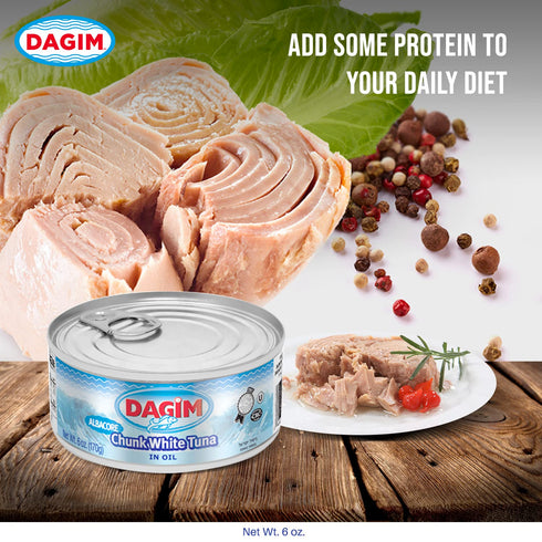 Dagim Albacore 6 oz. Pack 12 Chunk White Tuna in Water Canned Tuna Fish - Kosher for Passover