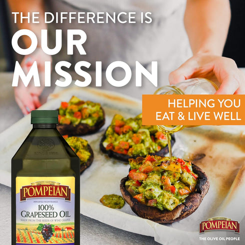 Pompeian 100% Grapeseed Oil - Light Flavor, Perfect for High-Heat Cooking, Deep Frying and Baking, 68 FL. OZ.
