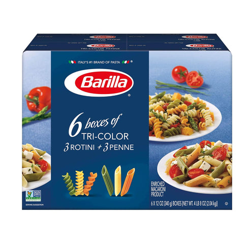 Barilla Pasta, Tri-Color Penne & Tri-Color Rotini, 12 Ounce (Pack of 6)