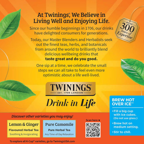 Twinings Pure Rooibos Red Tea K-Cup Pods, 24 Count (Pack of 1), Naturally Caffeine-Free, Enjoy Hot or Iced