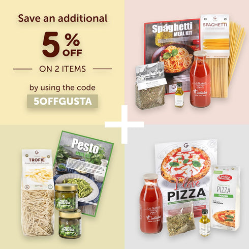 00 5 Gusta Pizza Meal Kit - Made in Italy - Gourmet Italian Food Lovers - Italian Gift Basket Gourmet Pizza - Authentic