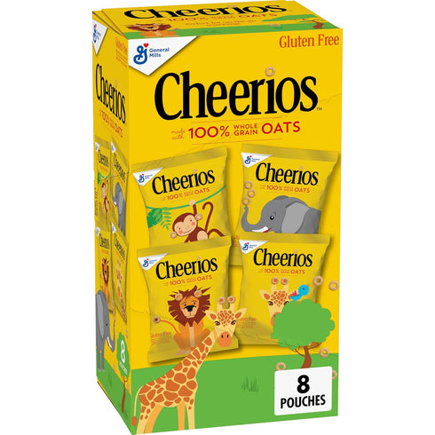 Cheerios Cereal Pouches, Whole Grain Oats, Gluten Free, 8 Pouches, 7.36 oz