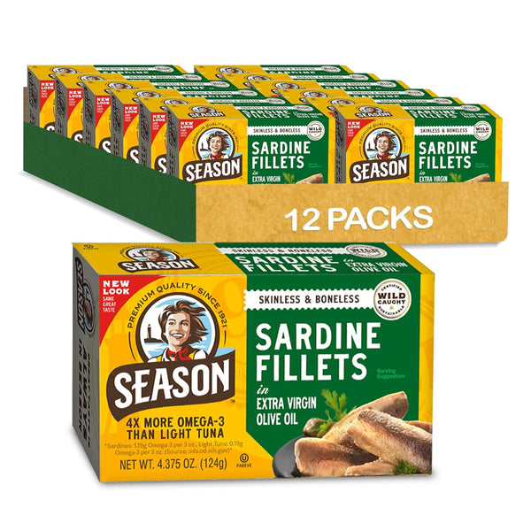 Season Sardines in Extra Virgin Olive Oil - Skinless & Boneless, Wild