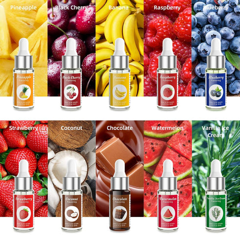 Nomeca Food Flavoring Oil Candy Flavors, Strawberry Vanilla Coconut Cherry Extracts for Baking - Pack of 10