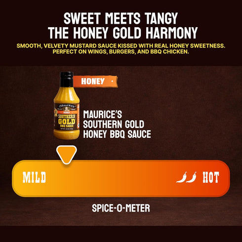 18oz (Pack 3) Maurices Southern Gold BBQ Sauce, Honey Flavor Carolina Gold Barbecue Sauce with Sweet Flavor Authentic