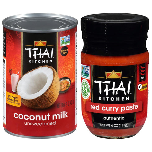 Thai Kitchen Unsweetened Coconut Milk and Red Curry Paste Bundle, 17.66 oz