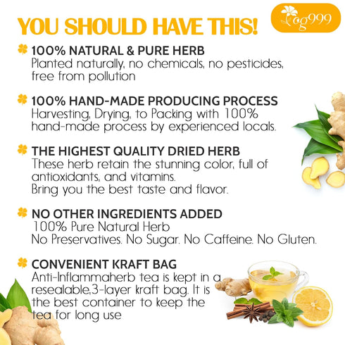 TOG999, 12oz/200 Anti-Inflammaheb 100% cups Loose Leaf Tea | Natural Blend of Ginger, Turmeric, Peppermint, Black