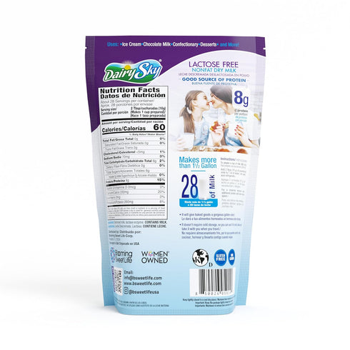 16 Oz 1 Pack DairySky Lactose Free Milk Powder - Non GMO Fat Free Powdered Milk for Baking & Coffee, Kosher
