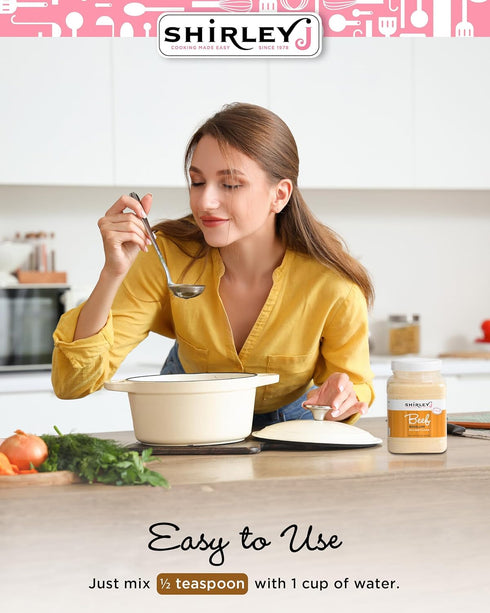 30+ 4.75lb Shirley J Rich Beef Bouillon Powder, Multi-Use Soup Base & Lower Sodium Bouillon Replaces Cartons of Broth