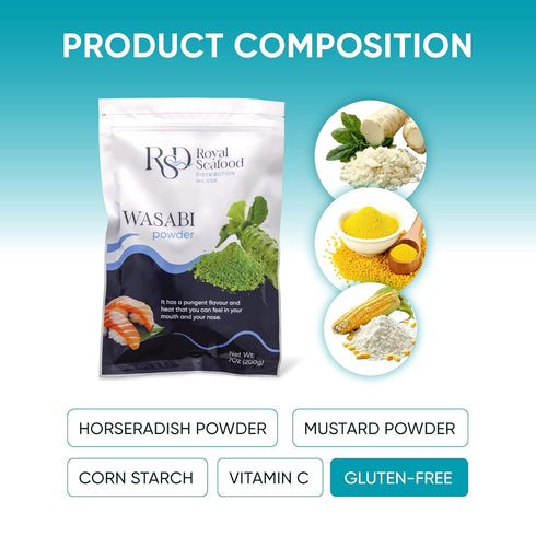 200g (7 oz) RSD Premium Wasabi Powder Real Japanese Horseradish Root Powder for Sushi, Sashimi & Dipping - Hot Wasabi