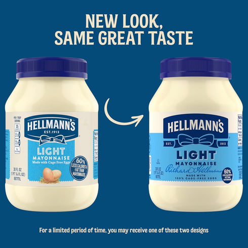 HELLMANN'S 100% 30 oz Light Mayonnaise For A Creamy Condiment for Sandwiches and Simple Meals Light Mayo Made