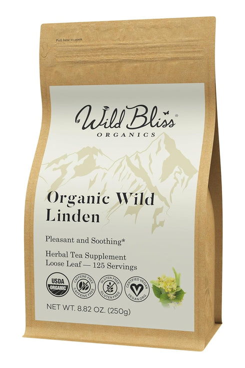 Wild Bliss Organic Linden Flower Tea - Caffeine Free Loose Leaf Calming
