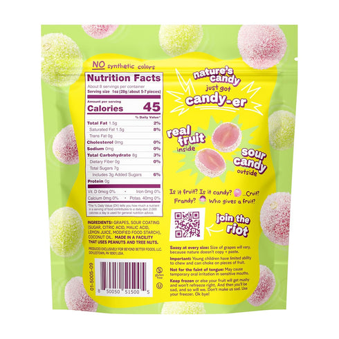 FRUIT RIOT! 8oz, Fruit Riot Sour Candy Grapes, Made with Real Fruit, Gluten-Free