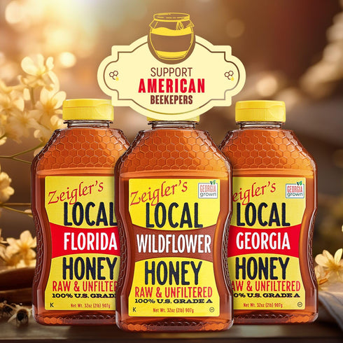 32 Oz 100% Zeigler's Wildflower Honey, Natural, Raw & Unfiltered, Georgia Grown Certified Pure Southern Honey Great