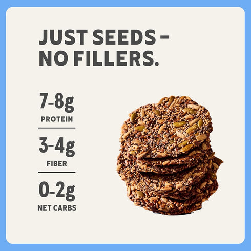 PACK, 6 Pack) ELLAS FLATS All Seed Savory Crisps Gluten Free, Sugar Free, High Fiber Chip, Low Carb Snack, Keto