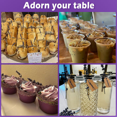 80+ Edible Lavender Sprigs for Drinks & Cocktails, Culinary Grade Purple Lavender Sticks for Baking, Tea, Cake