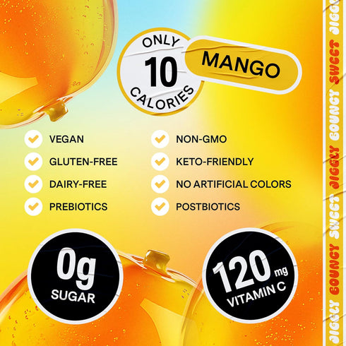 10 10-Calorie, Immune Dally Mango Drinkable Konjac Jelly Pouches | Healthy Keto, Gluten Free, Sugar Free Korean Fruit