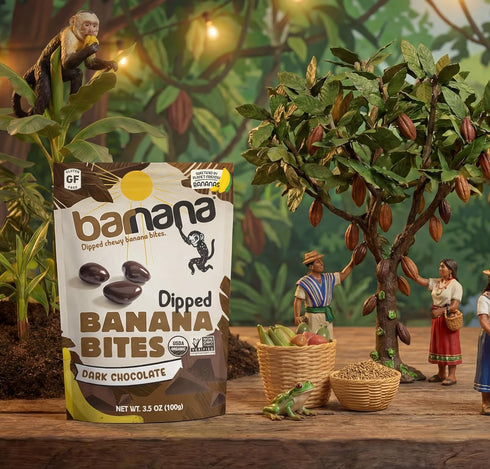 3.5 (Pack 3) Barnana Organic Dark Chocolate Dipped Chewy Banana Bites, Ounce Bag