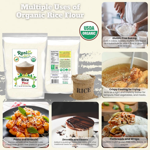 32oz (2lbs) 908g Rani Organic Rice (White) Flour ~ All Natural | Gluten Friendly | Vegan | NON-GMO | Kosher | Indian