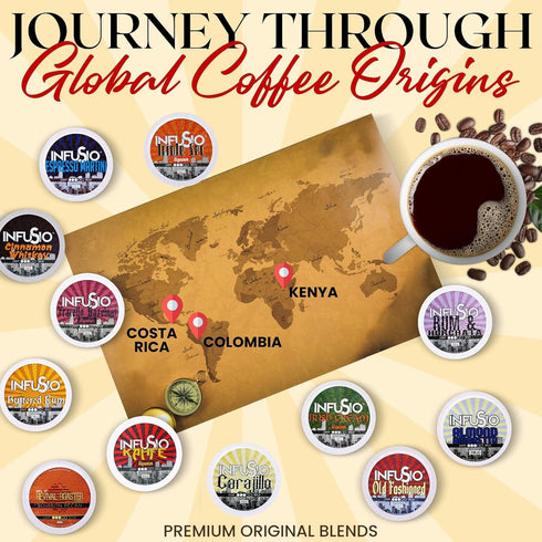 Pack 120 Count 12 2.0 InfuSio Flavored Coffee Pods Variety - Flavored Medium Roast, Curated Blends Inspired by Classic