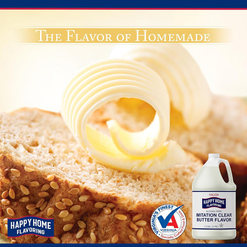 1 Happy Home Imitation Clear Butter Flavoring, Non-Alcoholic, Certified Kosher, Gallon