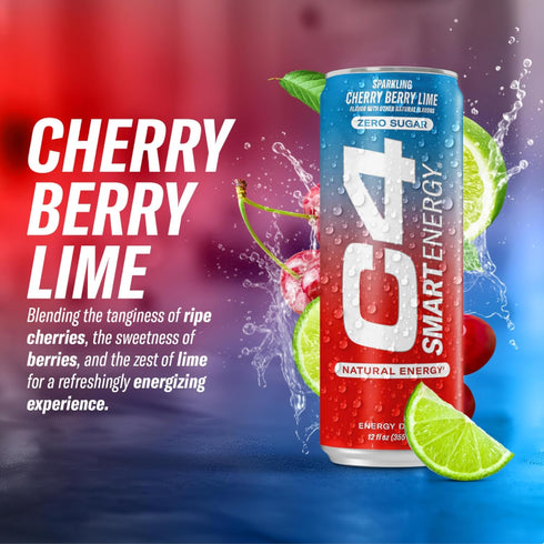 C4 12 Oz 12 Pack Cellucor Smart Energy Drink - Sugar Free Performance Fuel & Nootropic Brain Booster, Coffee Substitute