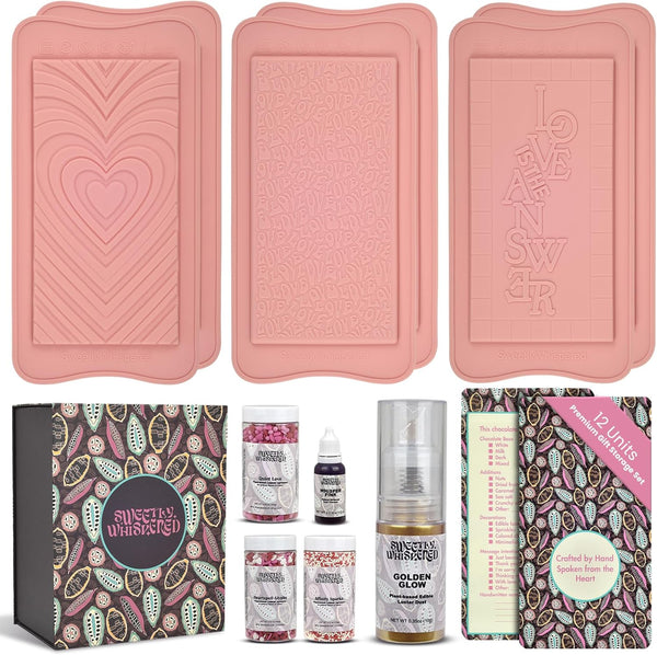 Sweetly Whispered DIY Chocolate Bar Kit 6 Silicone Molds, 12 Gift Bags, Digital Guide,