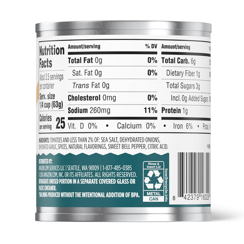 Packaging 8 Oz, (Pack 6) Amazon Grocery, Tomato Sauce (Previously Amazon Fresh, May Vary)