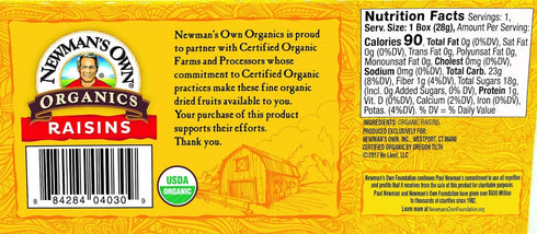 Newman's Own Organics Raisins, 1-Ounce Boxes (6 Pack)