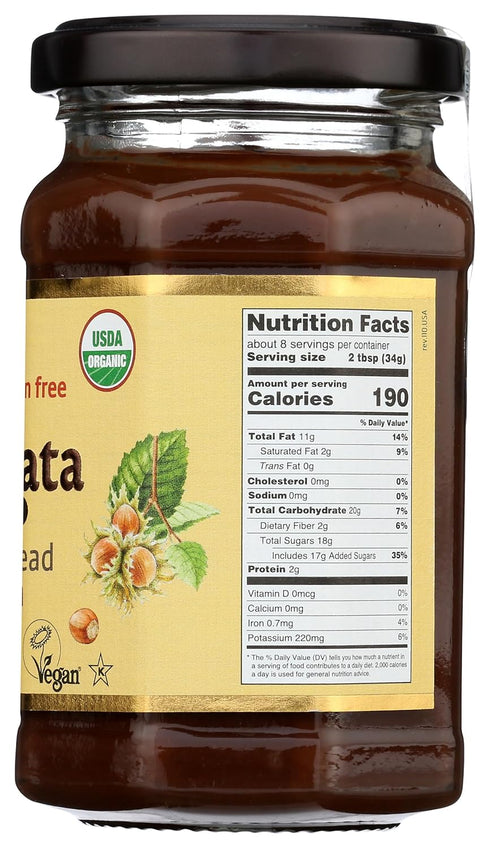 8.82 Nocciolata, Hazelnut Spread Dairy Free Organic, Ounce
