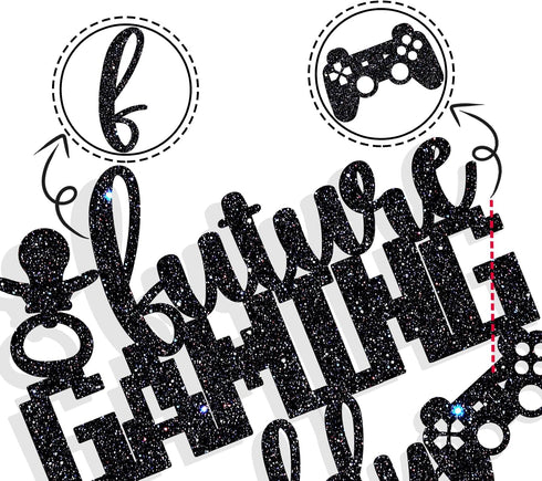 Ferburitar Future Gaming Buddy Cake Topper, Video Games Newborn Baby Announcement Sign for Boy and Girl, Baby
