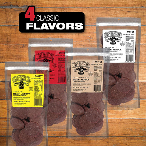21 Package, 10 80 (Pack Old Trapper Double Eagle Beef Jerky, Hot & Spicy Flavor, Ounce Natural Wood Smoked Meat Snacks