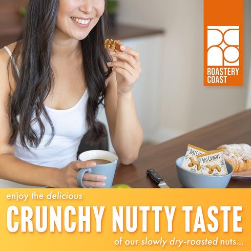 48 Pack 1 oz Roastery Coast Unsalted Dry Roasted Cashews | Individual Snack Bags | Each | Whole Cashew Nuts | Non-GMO |