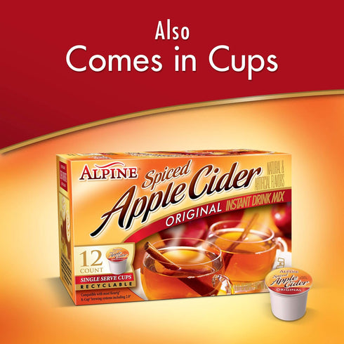 Alpine 0.74 Oz (Pack 120) Original Spiced Apple Cider Instant Drink Mix, Rich in Vitamin C and Low Calorie, Pouch