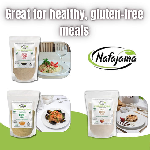 3 Packs-3lb, Nafajama Premium Fonio Variety Pre-cooked Fonio Grain, Roasted Fonio Grain Organic & Toasted Fonio Flour |